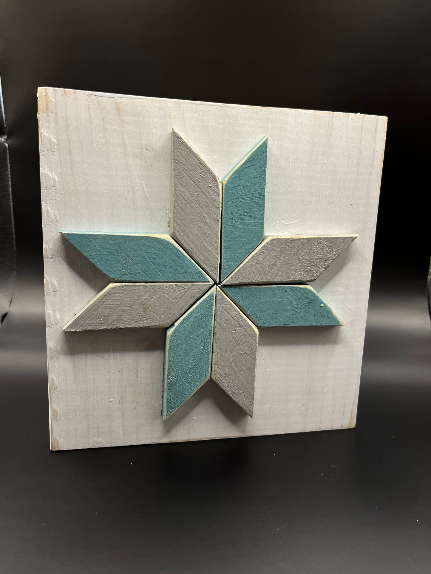 7x7 wood quilt teal/ grey