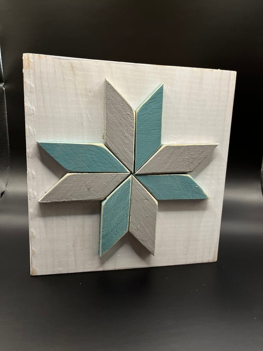 7x7 wood quilt teal/ grey