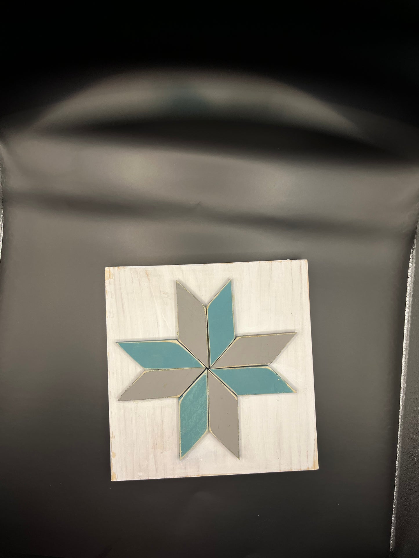 7x7 wood quilt teal/ grey